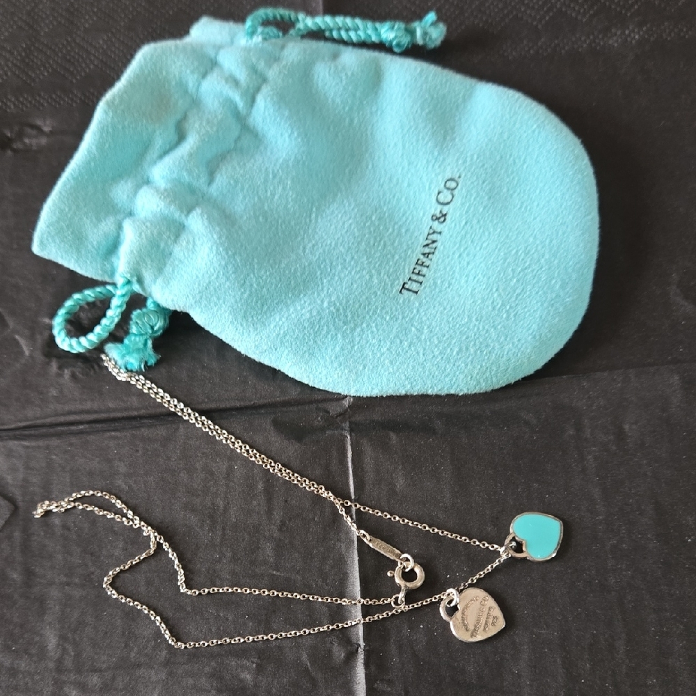 Tiffany & Co. Silver and Blue Heart Necklace